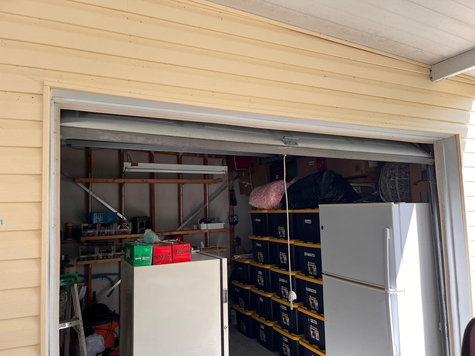 Garage door track and ceiling